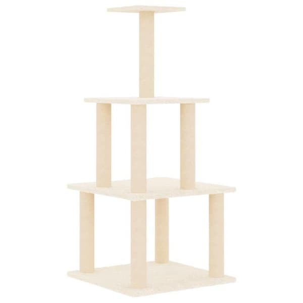Maison Exclusive - Kissanpuu, jossa on kreppikuituinen raapimispuu, 111 cm grädde