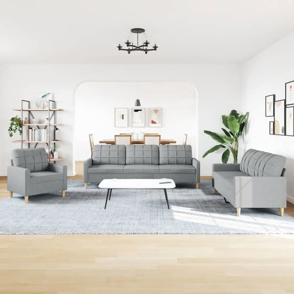 Maison Exclusive - Sæt af 3 sofaer lys grå stof