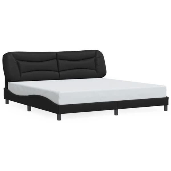 Sengestel - EKSKLUSIV HUS - Hvar - 200 x 200 cm - Syntetisk læder sort - LED USB 5V Svart