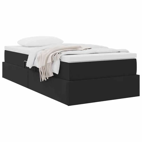 Maison Exclusive - Seng med opbevaring og madras Sort 90 x 190 cm Velour