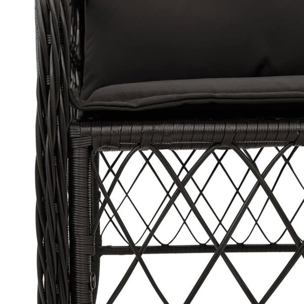 Maison Exclusive - Bistroset 3 delar med svarta kuddar i flätad resin