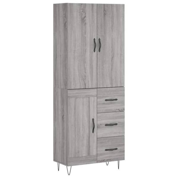 Maison Exclusive - Buffé hög Sonoma grå 69,5x34x180 cm Ingenjörsträ
