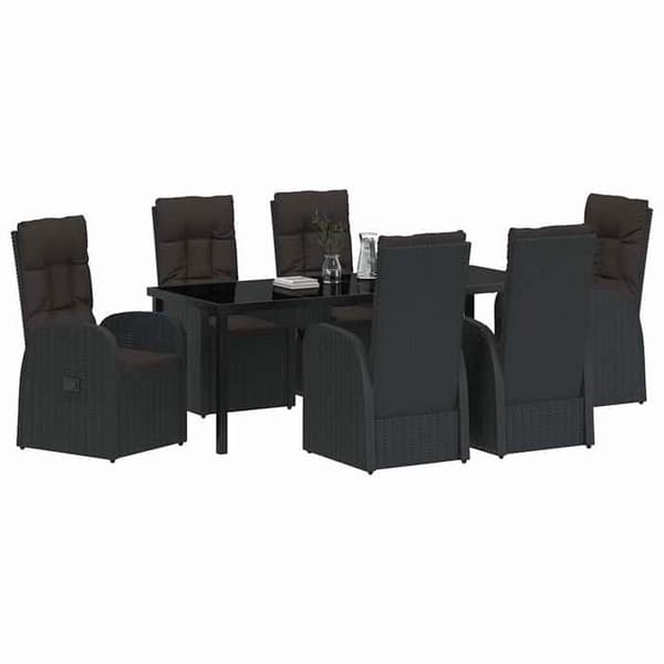 Maison Exclusive - 7 pc have spisebordssæt i sort polyrotin Svart