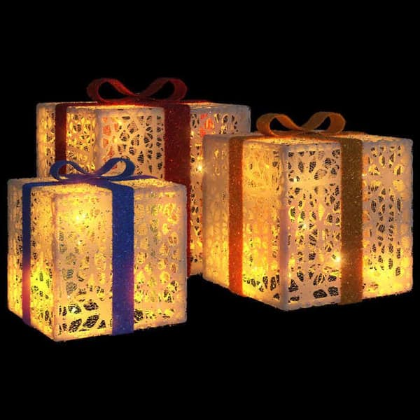 Maison Exclusive - Ljusande julboxar 3 st 64 LED varm vit