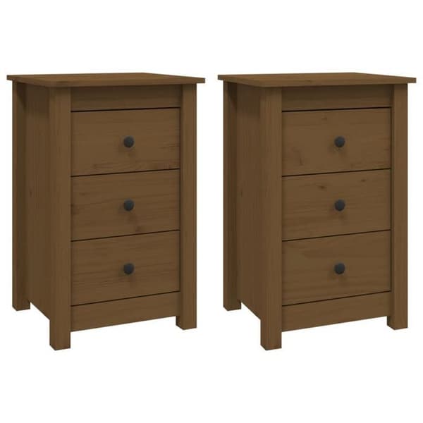 Maison Exclusive - Natborde 2 stk. Mørk honning 40x35x61,5 cm Solid fyr Honungsbrunt