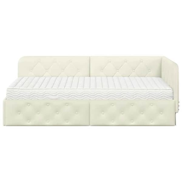 Maison Exclusive - Hörnsängram Creme 90 x 190 cm Sammet