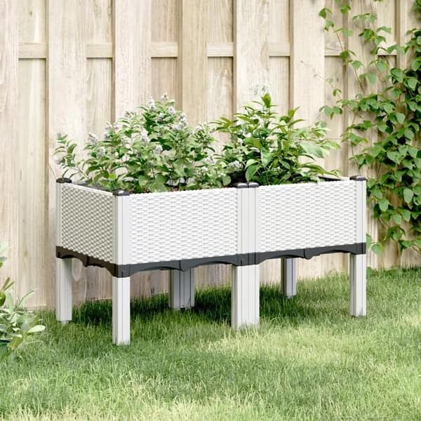 Jardiniär - EXKLUSIV HEM - Rattanutseende - Vit - 80x40x42 cm - Polypropen Vit