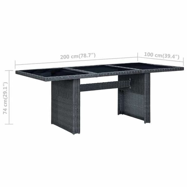 Maison Exclusive - Trädgårdsbord Mörkgrå Flätad resin och härdat glas Mörkgrå