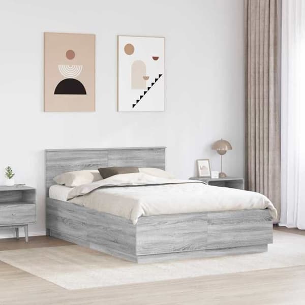 Maison Exclusive - Sängram Sonoma grå 160 x 200 cm Ingenjörsträ