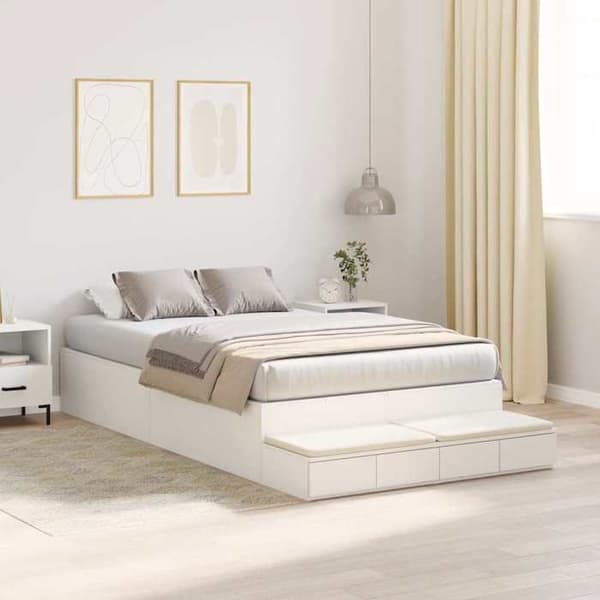 Maison Exclusive - Sängram med förvaring Vit 120 cm Ingenjörsträ