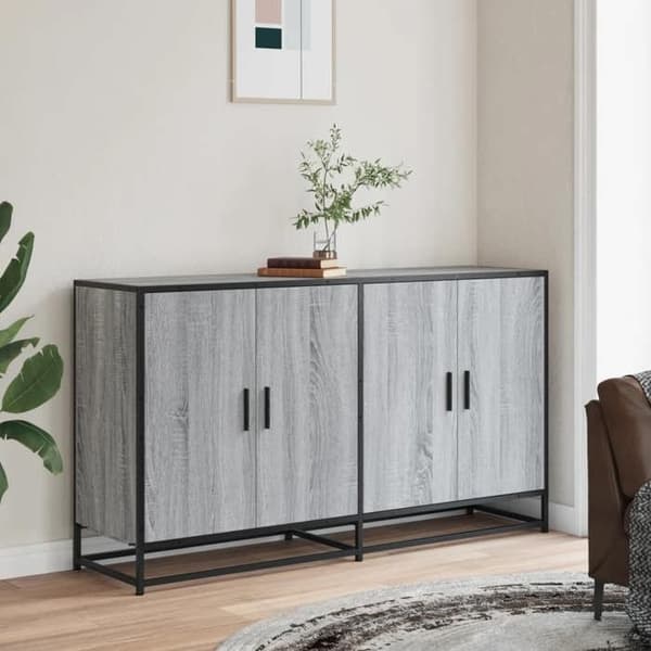 Maison Exclusive - Buffet sonoma grå 134x35x76 cm ingeniørtræ Sonoma grå