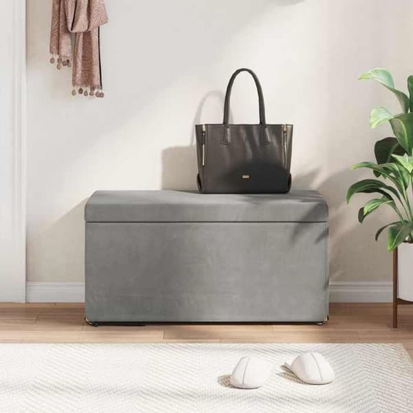 Taburet - EKSKLUSIV HUS - 81x41x40 cm - Velour - Komposittræ - Lys grå Ljusgrått