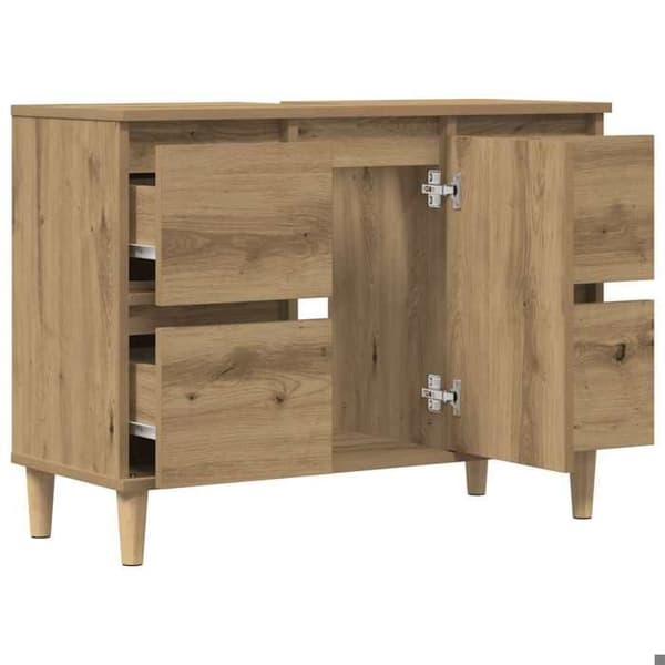 Maison Exclusive - Håndlavet egetræ vaskeskab 80x33x60 cm ingeniørtræ