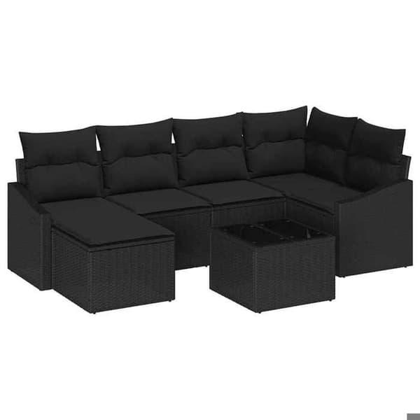 Maison Exclusive - 7 osan musta puutarhaterassipöytäryhmä
