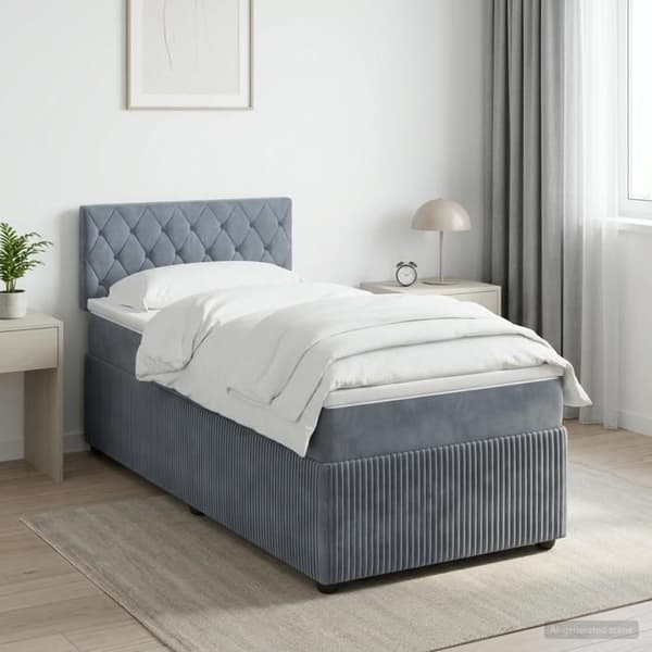 Maison Exclusive - Boxspring säng med madrass Mörkgrå 90 x 190 cm Sammet