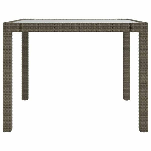Maison Exclusive - Trädgårdsbord 90x90x75 cm Tempererat glas och flätad resin Grå Grå