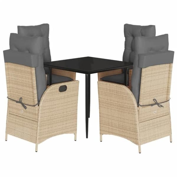 Maison Exclusive - Puutarhakalusteryhmä tyynyillä 5 kpl Beige polyrottinki