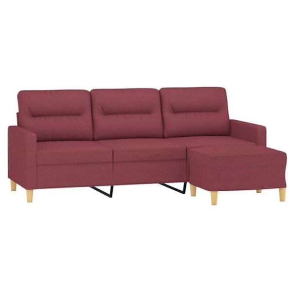 3-personers sofa Bourgognerød - Stof - Moderne - Med fodstøtte Röd