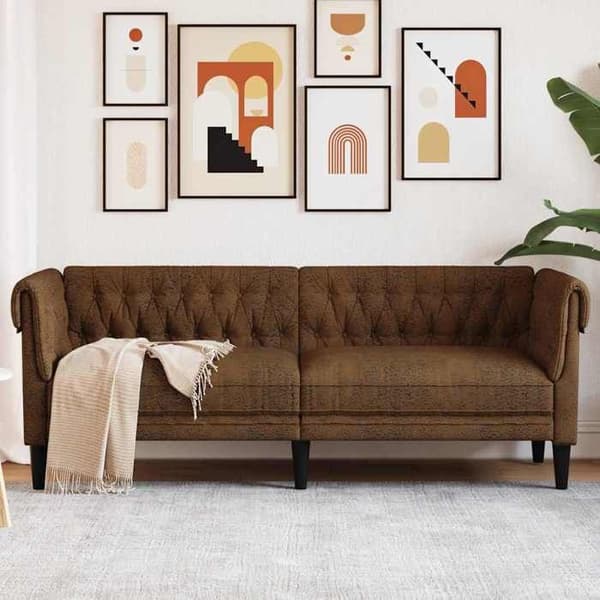 Maison Exclusive - Chesterfield sofa 3 pladser brun stof