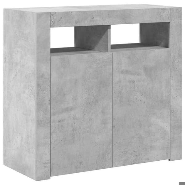Maison Exclusive - Buffet med LED-lys grå beton 80x35x75 cm Betonggrå