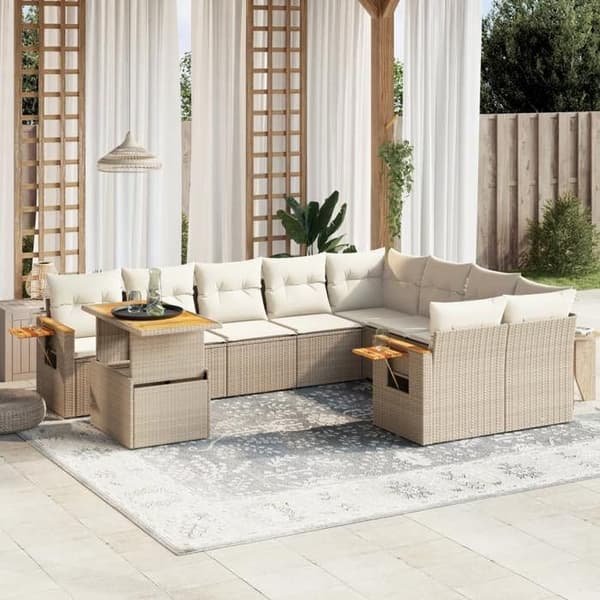 Havemøbler - MAISON EXCLUSIVE - Sæt 10 stk - Beige - Flettet resin - Modulerbar beige