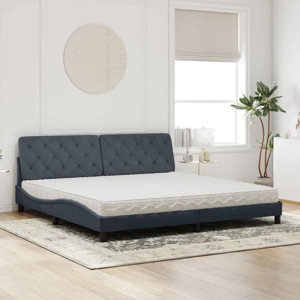 Maison Exclusive - Seng med mørkegrå madras 200x200 cm velour Mörkgrå