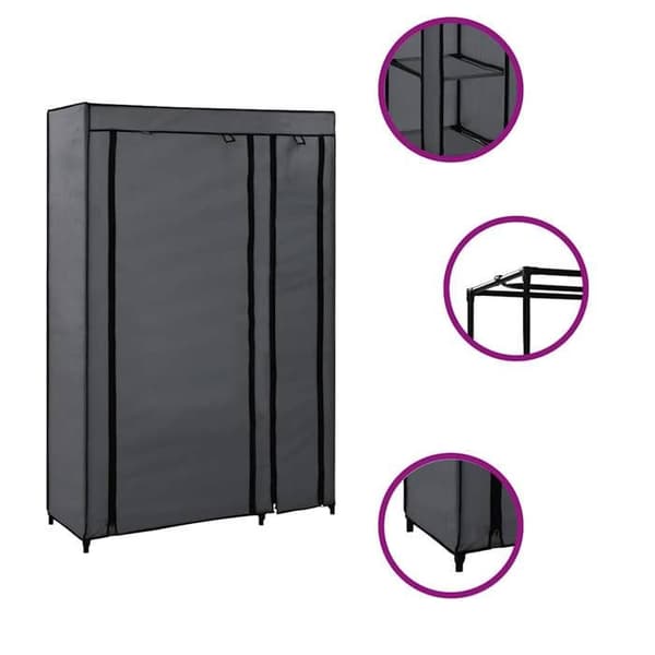 Maison Exclusive - Fällbar garderob Grå 110x45x175 cm Tyg Grå