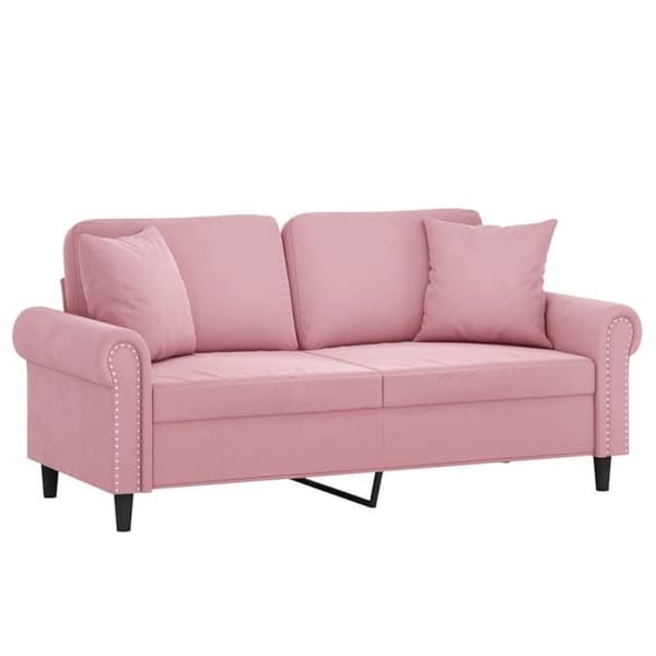 Maison Exclusive - Soffa 2 platser med dekorativa kuddar rosa 140 cm sammet rosa