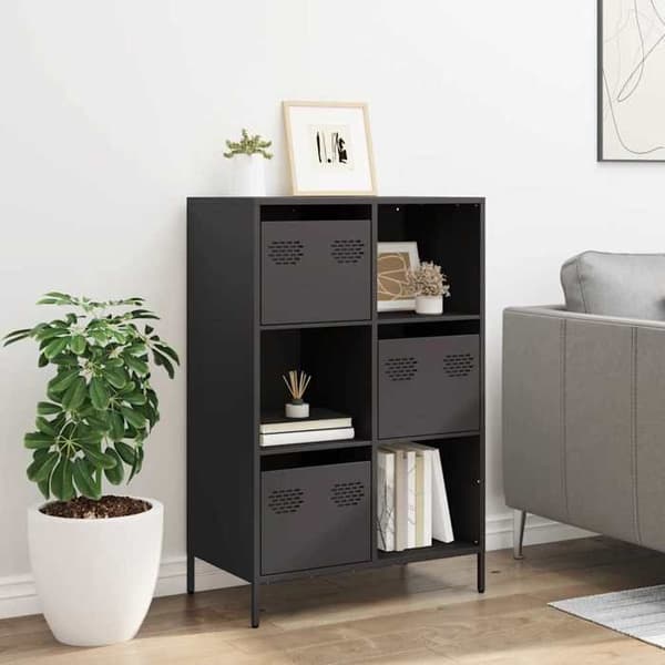 Buffet høj - EKSKLUSIV HUS - 68x39x103,5 cm - Sort - Metal - Stort opbevaring Svart