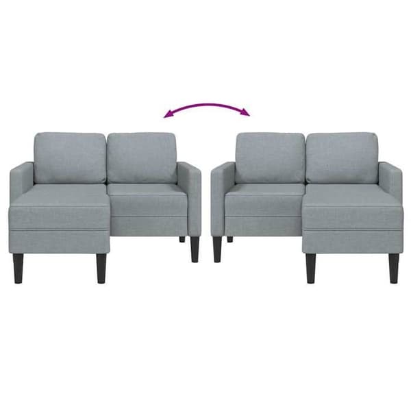 Maison Exclusive - Soffa 2 platser med L-formad divan i ljusgrått 125 cm tyg