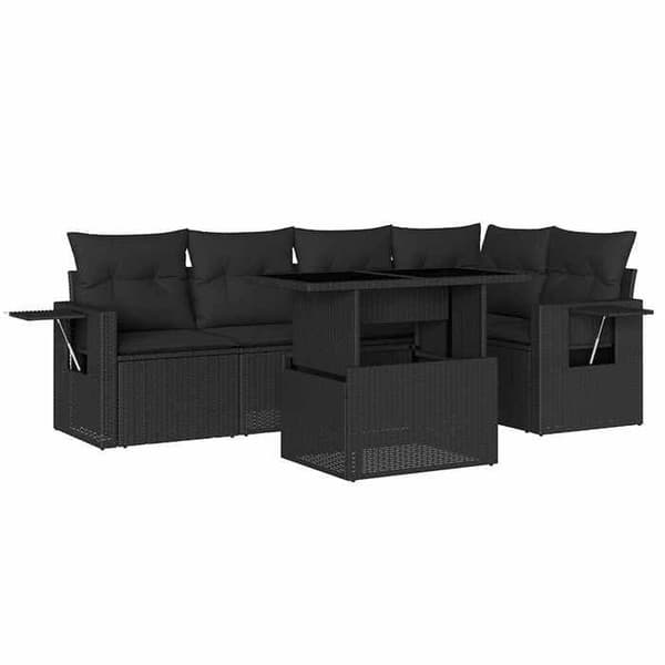 Maison Exclusive - Trädgårdsmöbler 6 delar med svarta kuddar i flätad resin