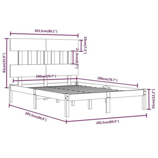 Maison Exclusive - Sengebund uden madras grå 200x200 cm massivtræ grå
