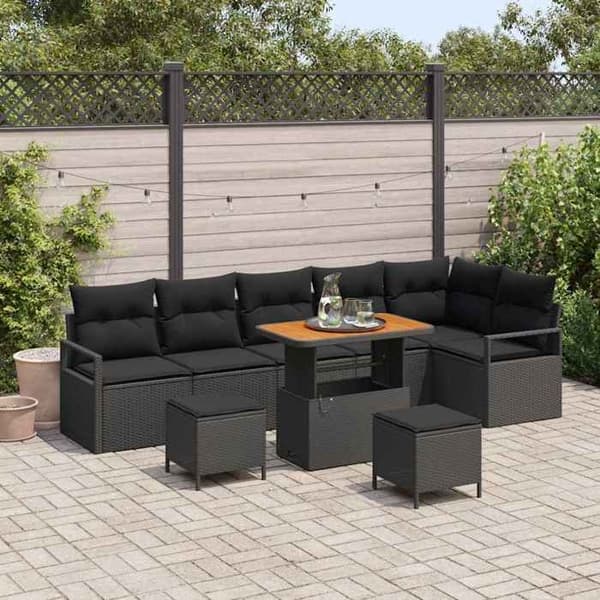 Maison Exclusive - 9 stk. have-sofa sæt i sort poly rattan Svart
