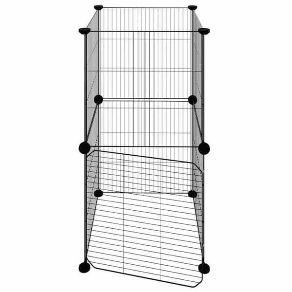 Maison Exclusive - Husdjur bur med 8 paneler och dörr Svart 35x35x70 cm