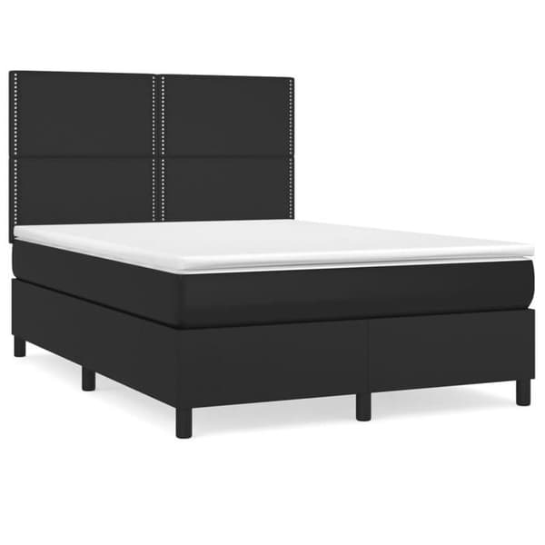 Maison Exclusive - Seng med lamelbund og madras Sort 140x200 cm Simililæder