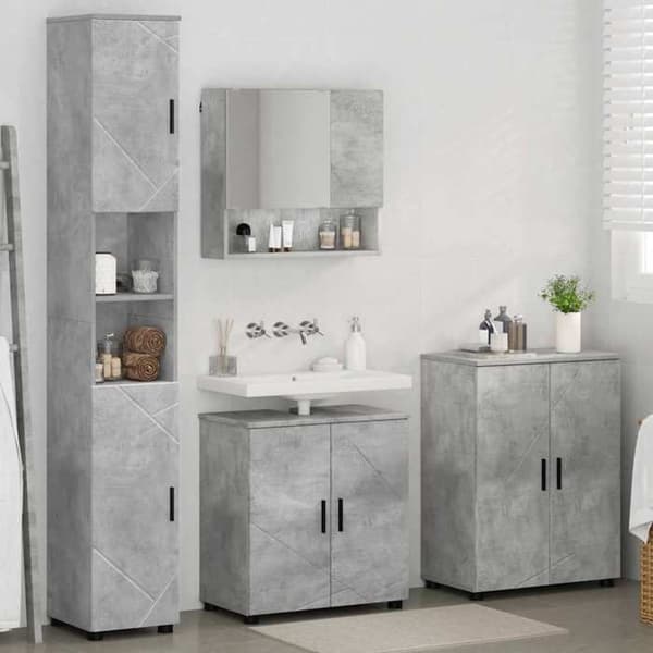 Maison Exclusive - 4 osan kylpyhuonekalustesarja Betoni harmaa