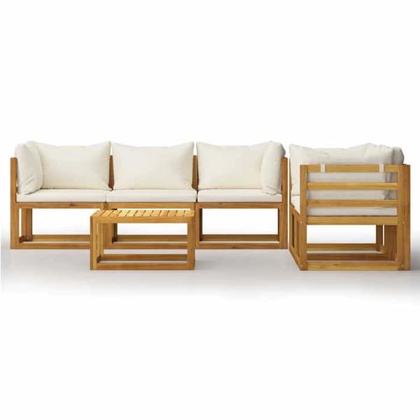 Maison Exclusive - Havegruppe 6 stk med puder Creme Solid akacietræ Grädde