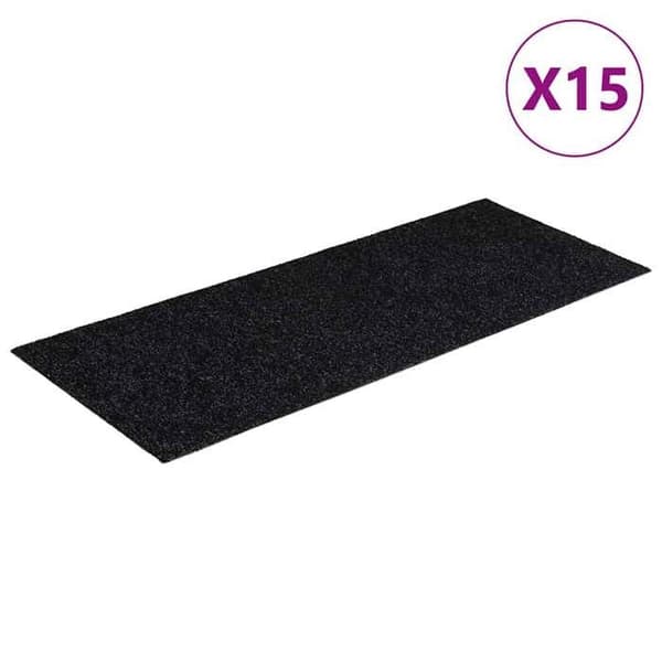 Maison Exclusive - Selvklæbende trappe tæpper 15 stk 60 x 25 cm Sort Rektangulær