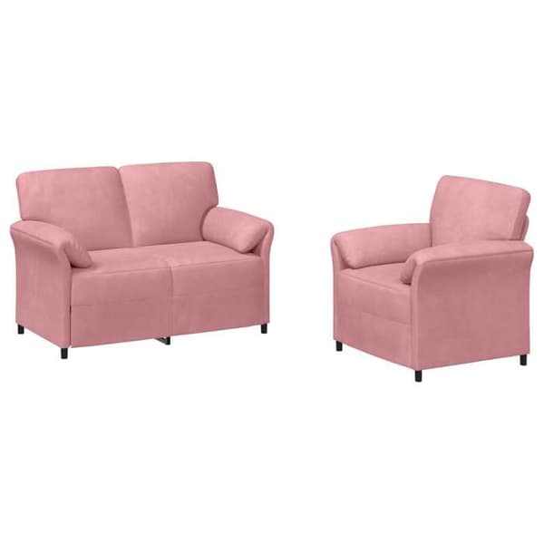 Maison Exclusive - Set av Soffor 2 st Rosa Sammet Ros