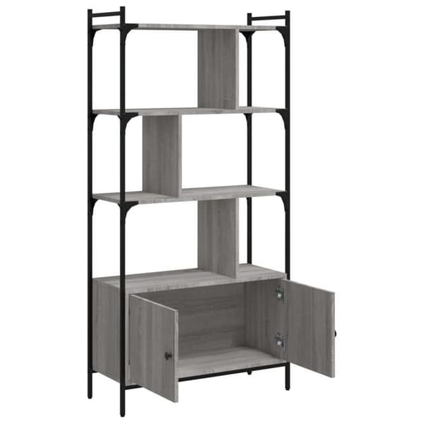 Maison Exclusive - Bibliotek med sonoma grå døre 76,5x30x154,5 cm