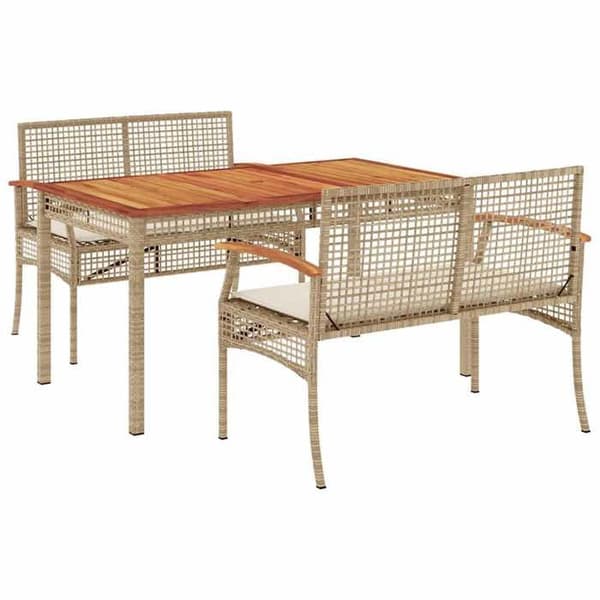 Maison Exclusive - Puutarhakalusteryhmä ja tyynyt 3 kpl Beige polyrottinki