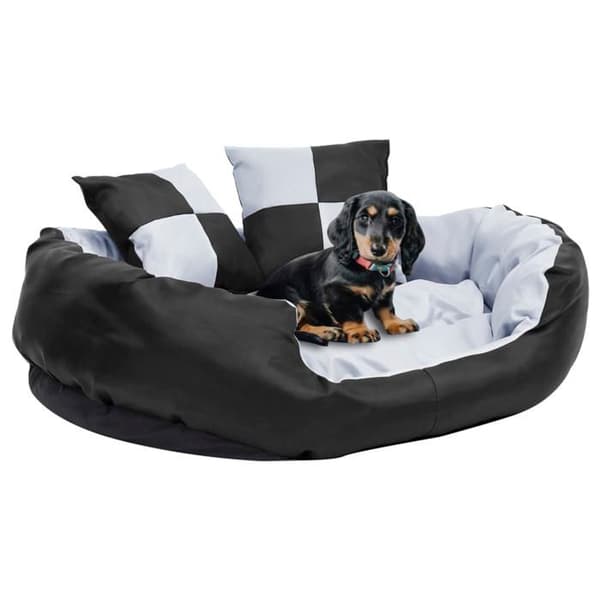 Maison Exclusive - Vaskbart vendbart hundepude Grå og sort 85x70x20 cm Grå och svart
