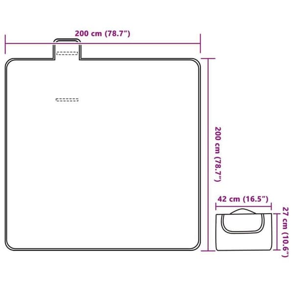Maison Exclusive - Fällbar picknickfilt 200x200 cm i sammet