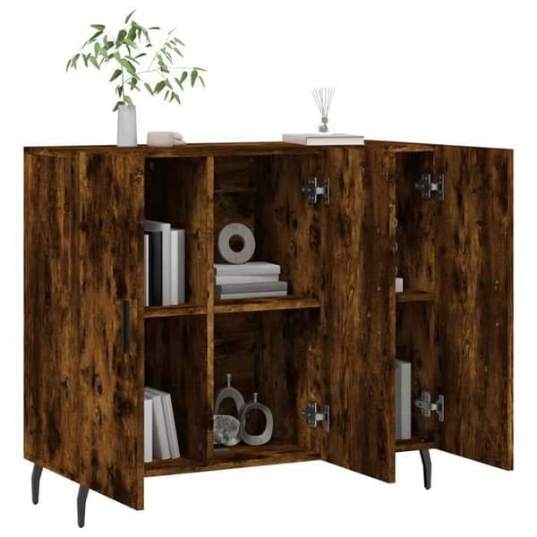 Maison Exclusive - Buffé ek rökig 90x34x80 cm ingenjörsträ