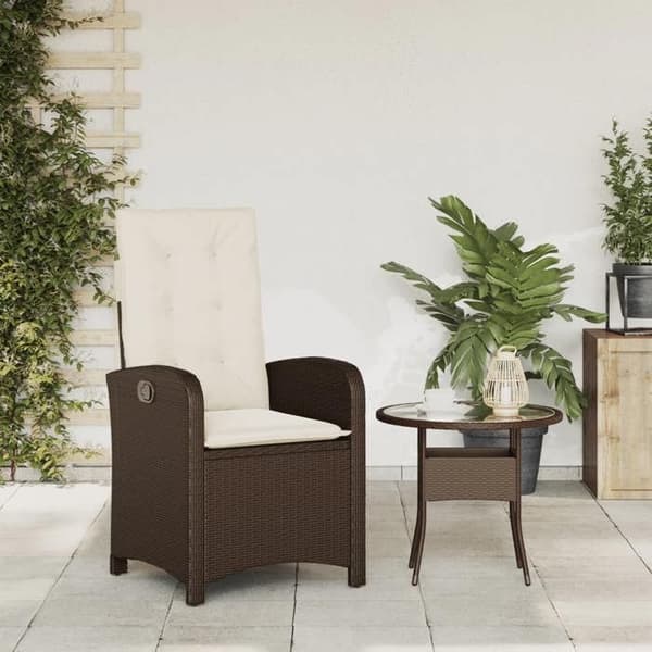 Maison Exclusive - Trädgårdsfåtölj med bruna kuddar i flätad resin