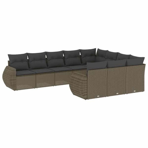 Maison Exclusive - Trädgårdsmöbler med kuddar 10 delar ljusgrå flätad resin