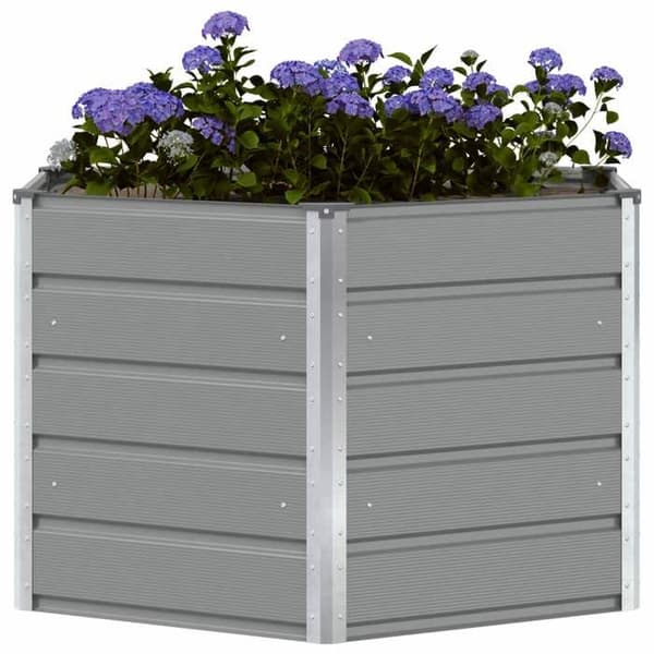 Jardinière - MAISON EXCLUSIVE - 129 x 129 x 75 cm - Stål - Hexagonal - Lys grå Ljusgrått