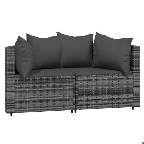 Maison Exclusive - Trädgårdsmöbler 3 delar med kuddar Grå Flätad resin