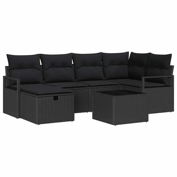 Lounge-soffor - MAISON EXCLUSIVE - Modulär - Svart - Polyrotting & stål - 7-delat set Svart