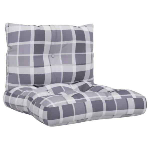Maison Exclusive - Palettityynyt, 2 kpl, harmaa ruutukuvio, kangas